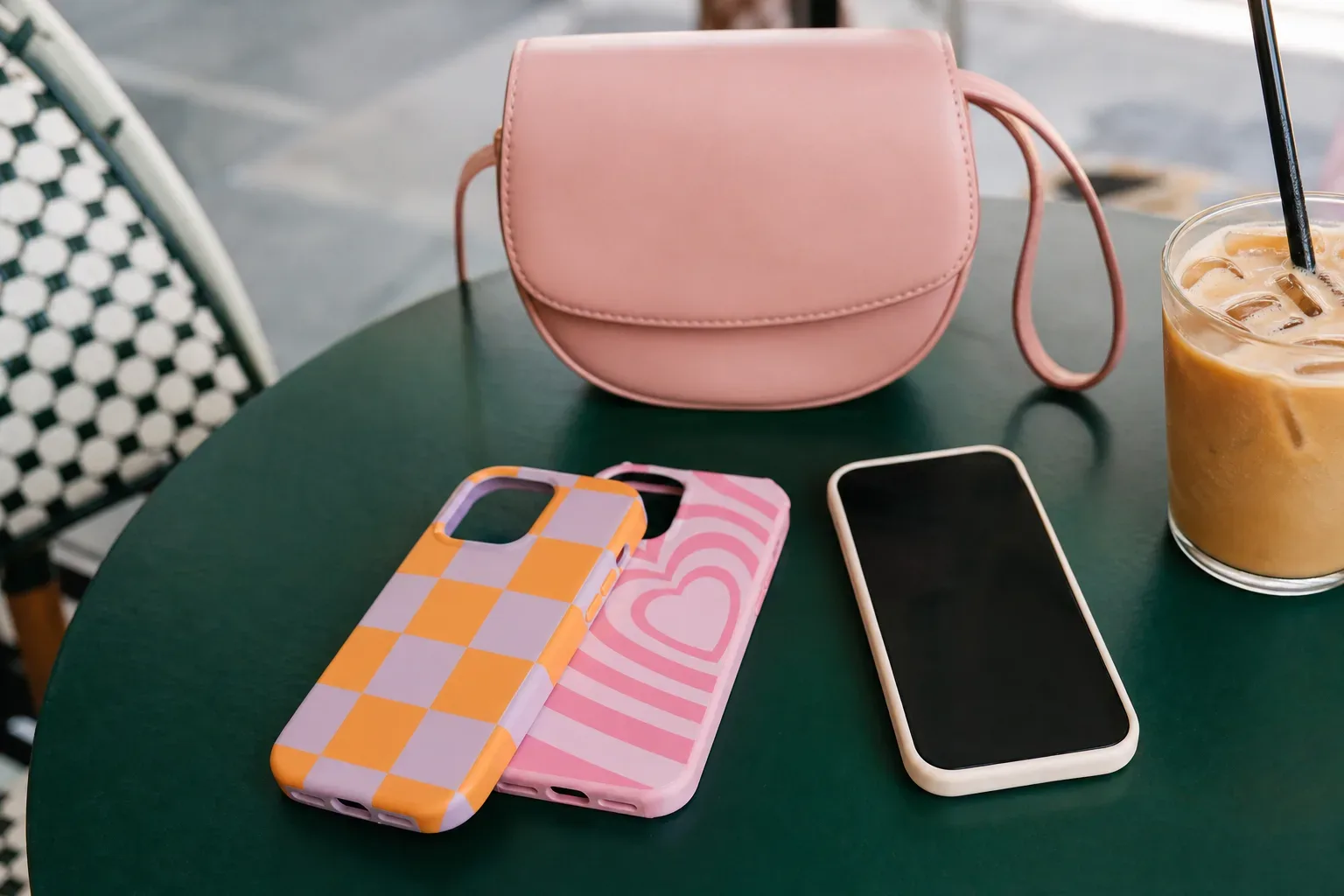 Lifestyle scene illustrating colorful phone cases that still look grown-up