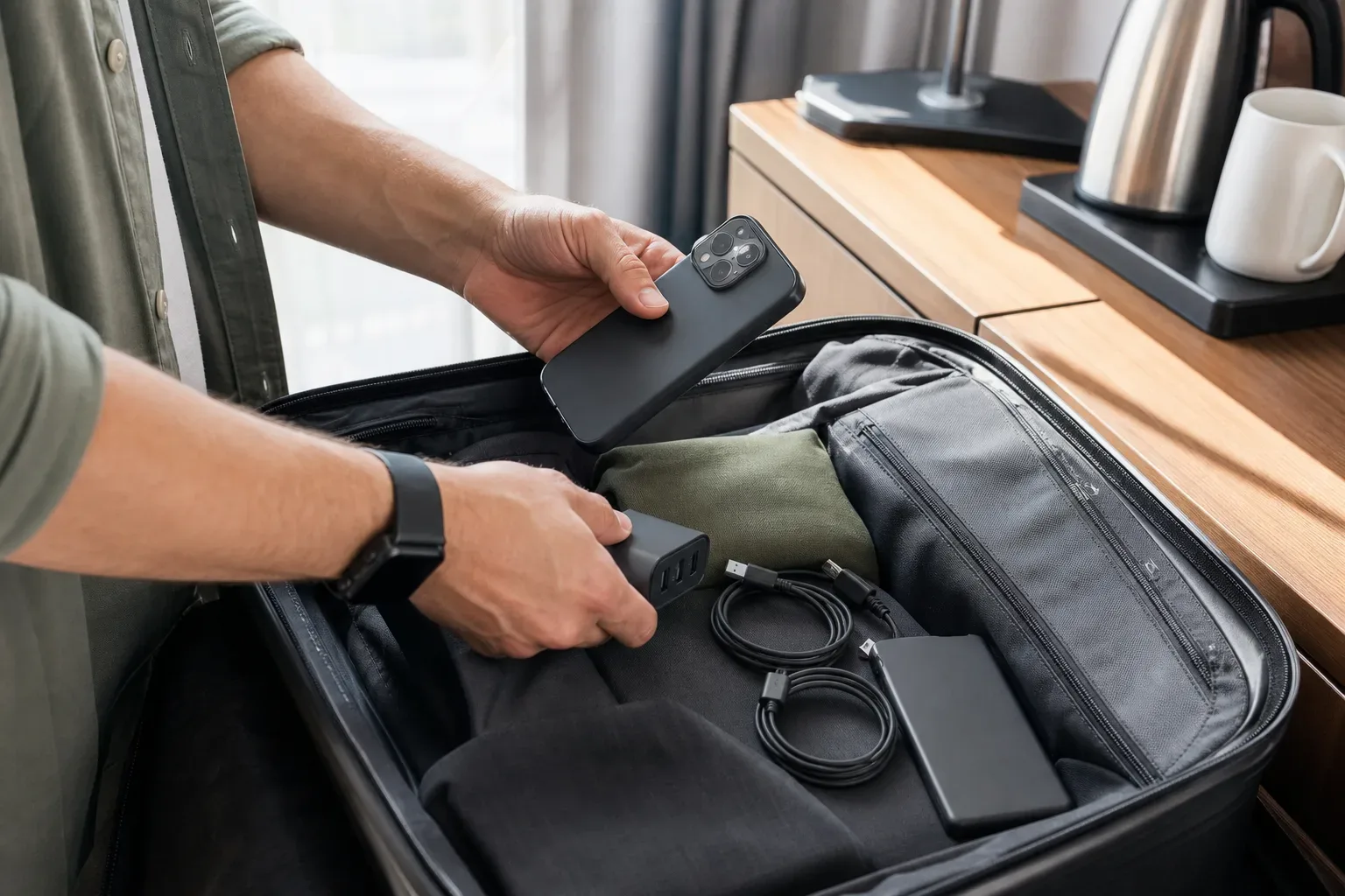 Lifestyle scene illustrating pocket power banks for a full day away from outlets